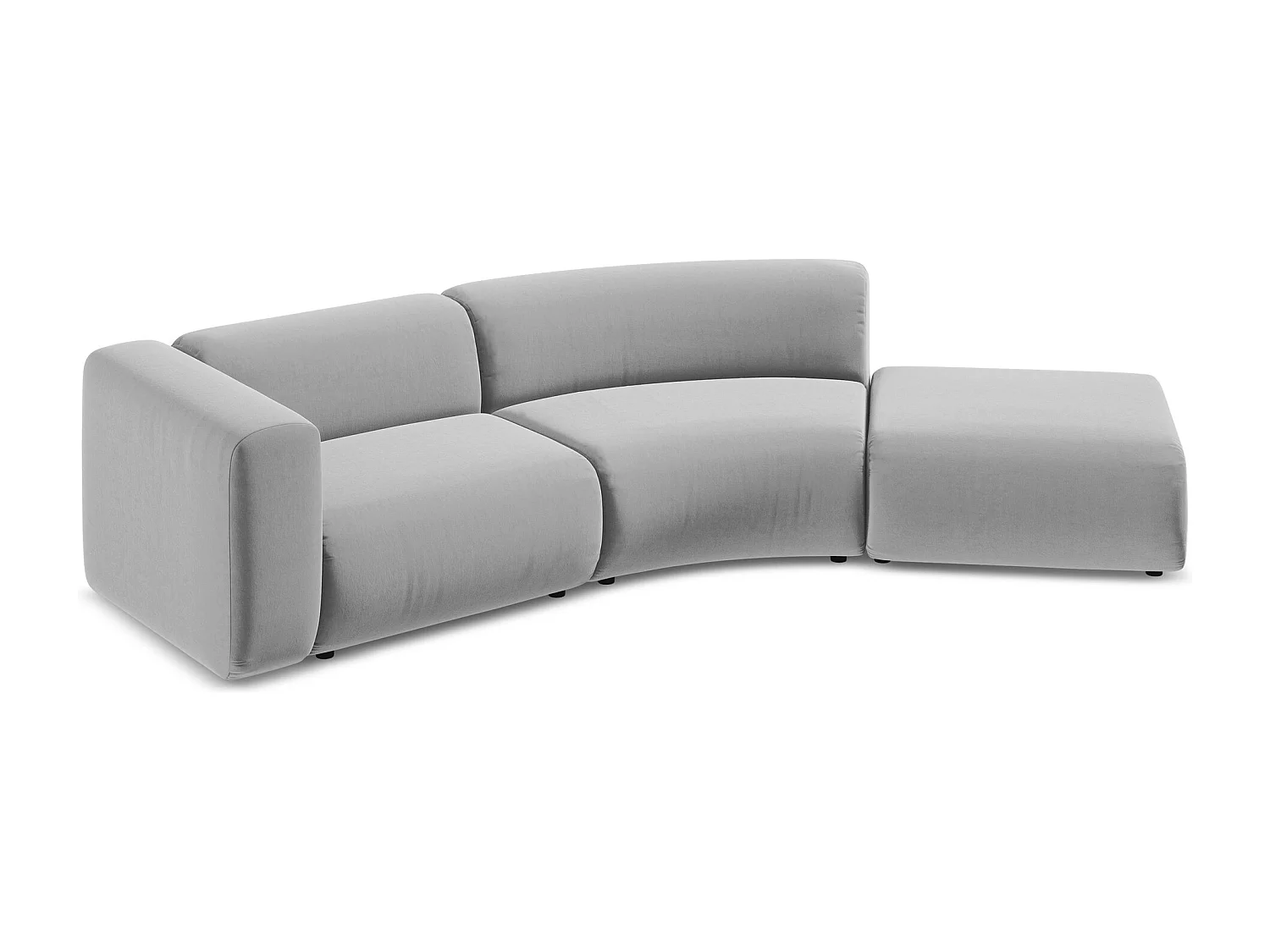 4-Sitzer Sofa Rechts - - Samt - Grau - EKAHI