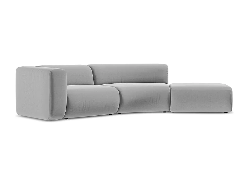 4-Sitzer Sofa Rechts - - Samt - Grau - EKAHI