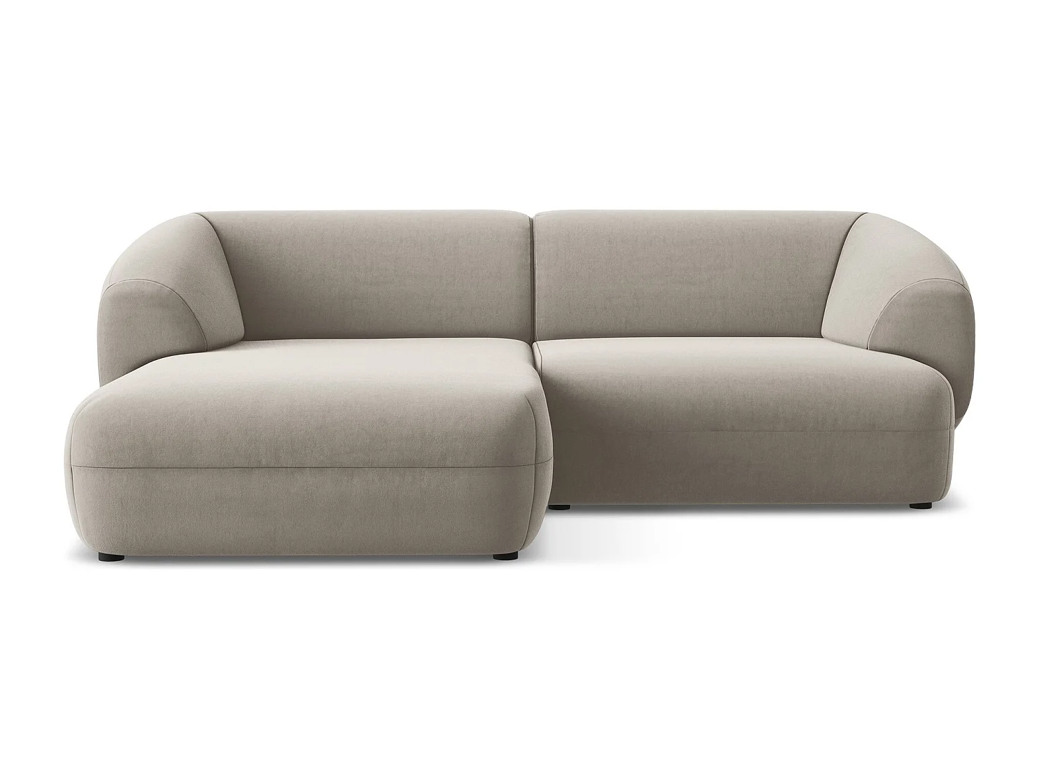 Canapé d'angle 2,5 places modulaire gauche en velours - taupe - MOANA