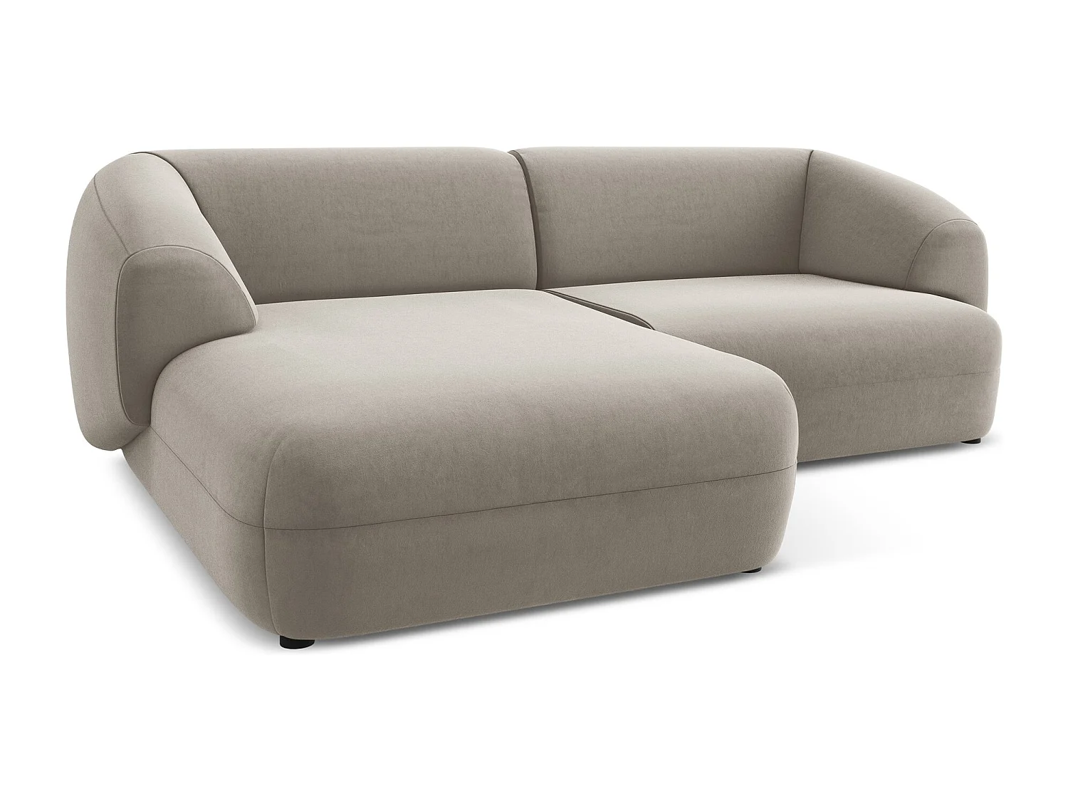 Canapé d'angle 2,5 places modulaire gauche en velours - taupe - MOANA