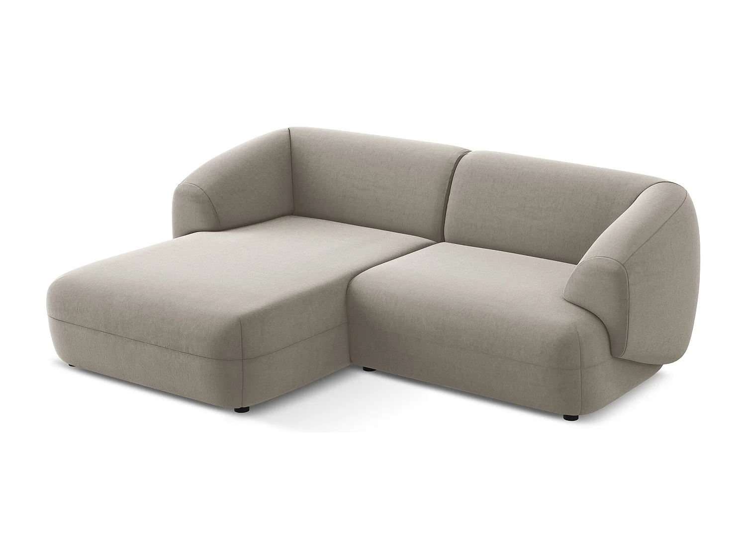 Canapé d'angle 2,5 places modulaire gauche en velours - taupe - MOANA