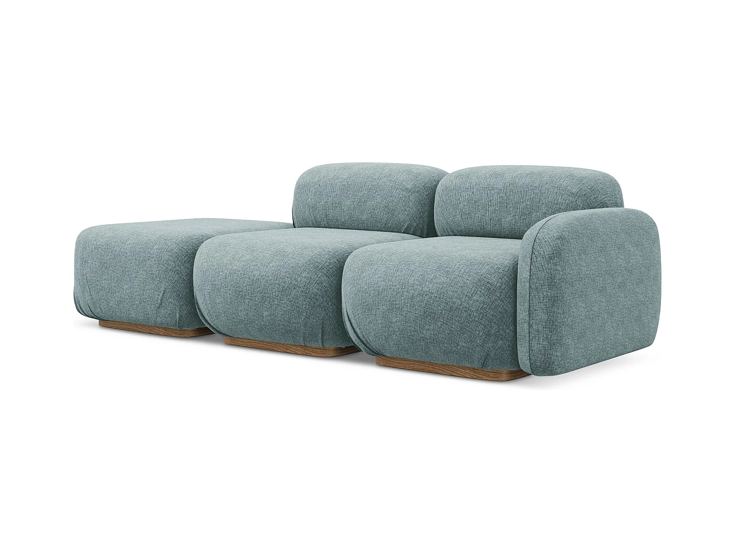 Canapé modulable 3 places gauche en tissu chenille - jeans - AILANI