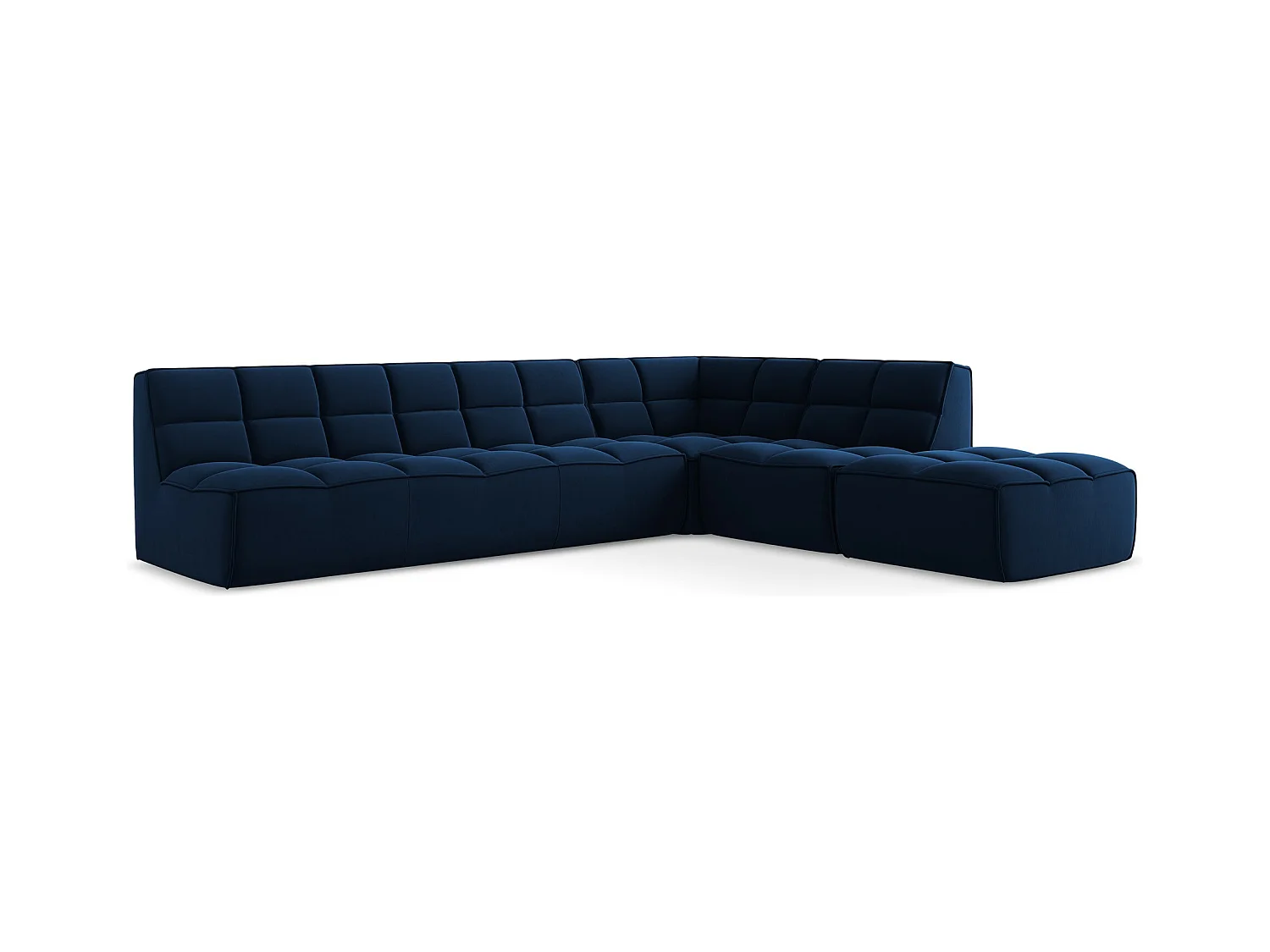 5-Sitzer Modulares Ecksofa - Ecke Rechts - Samt - Königsblau - KALAI
