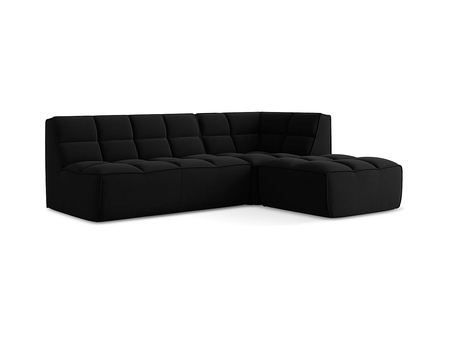 Modulaire hoekbank rechts van zwart velours - KALAI