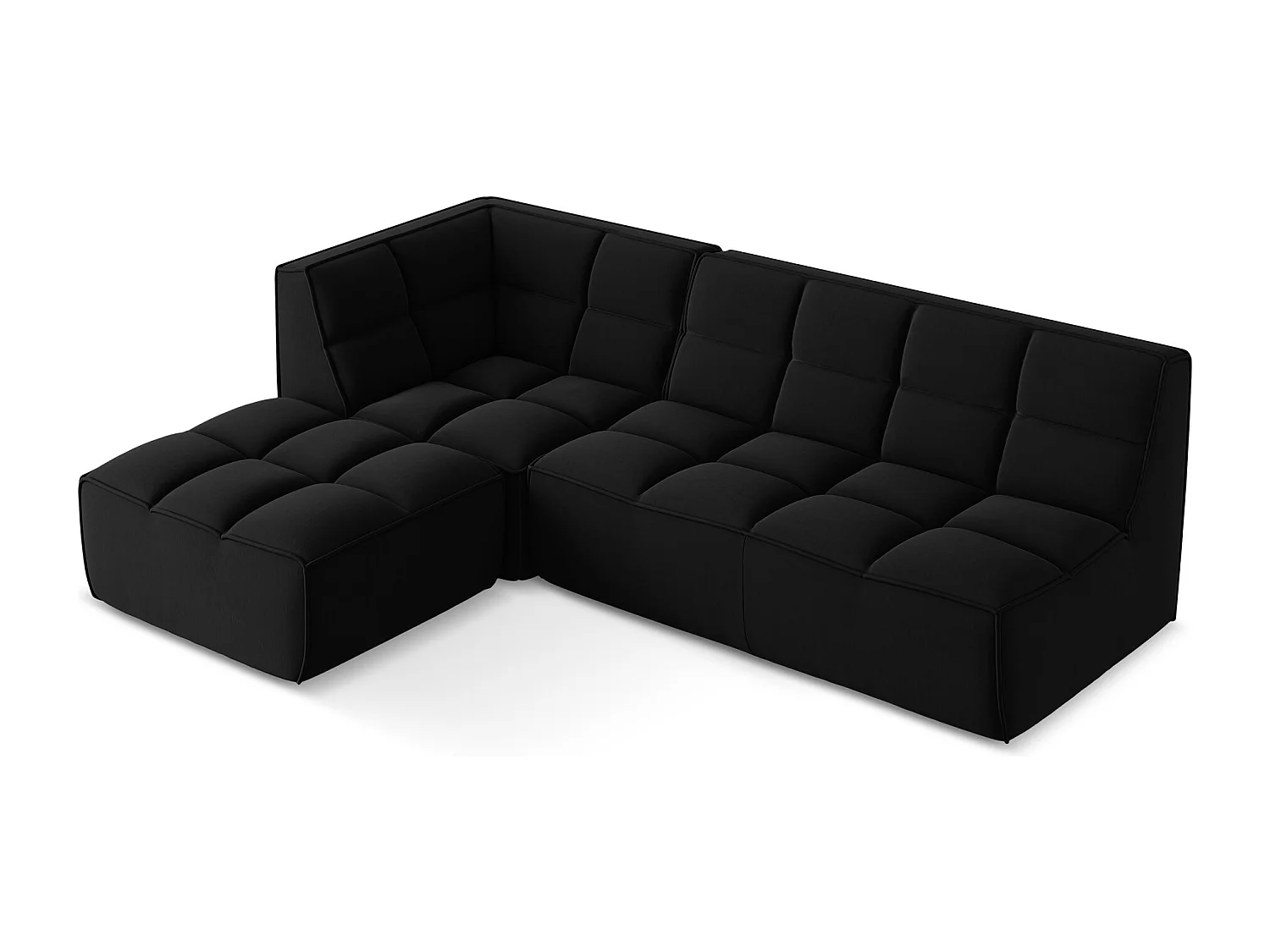 Canapé d'angle 4 places modulaire droit en velours - noir - KALAI