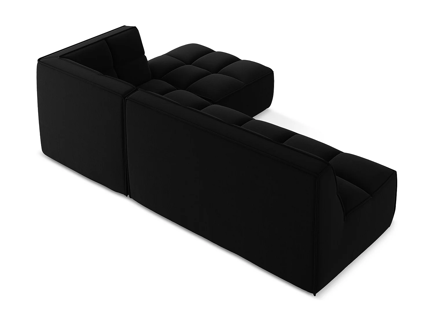 Canapé d'angle 4 places modulaire droit en velours - noir - KALAI