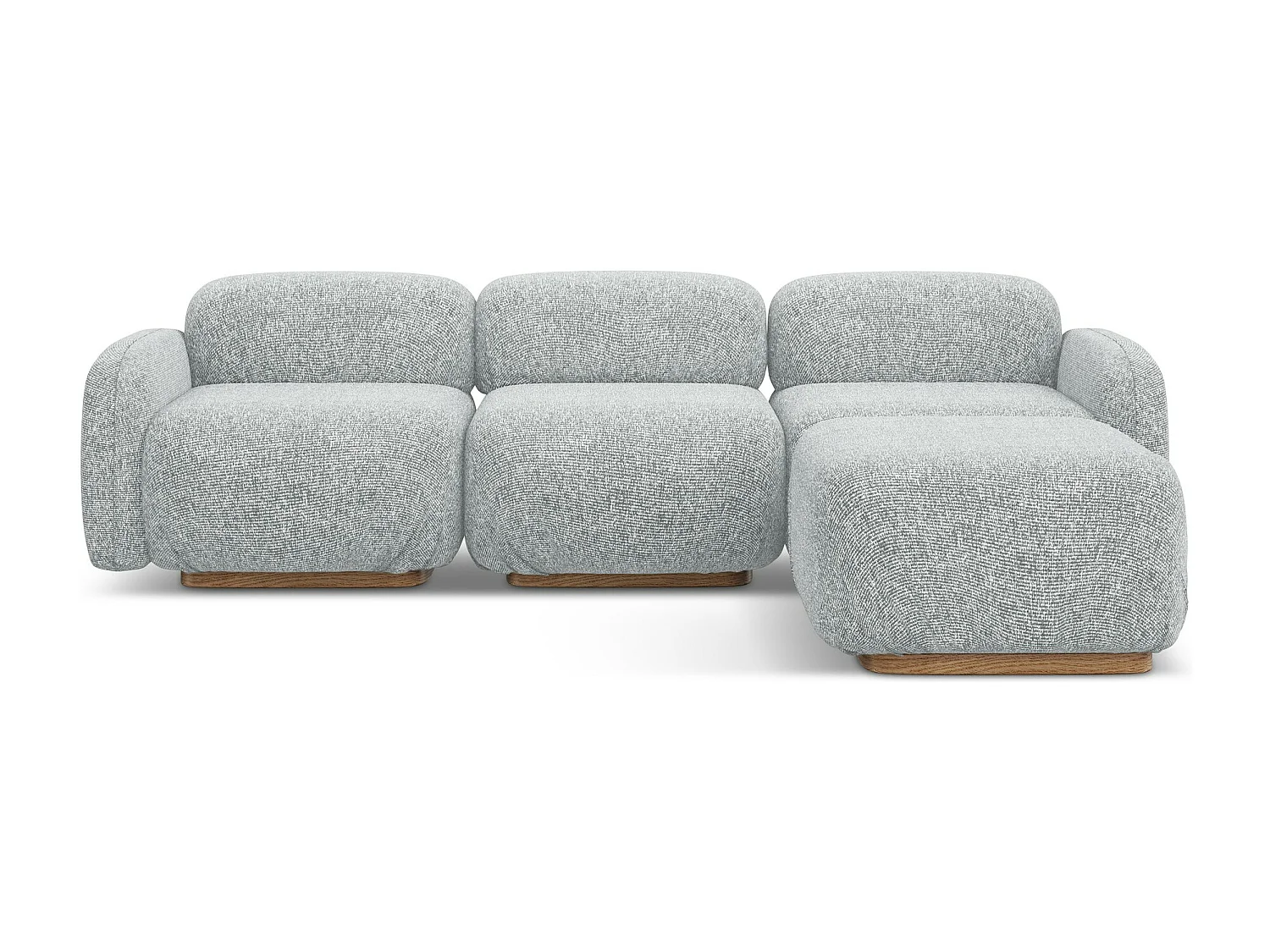 Sofá de canto modular reversível 3 lugares em tecido texturizado prata - AILANI