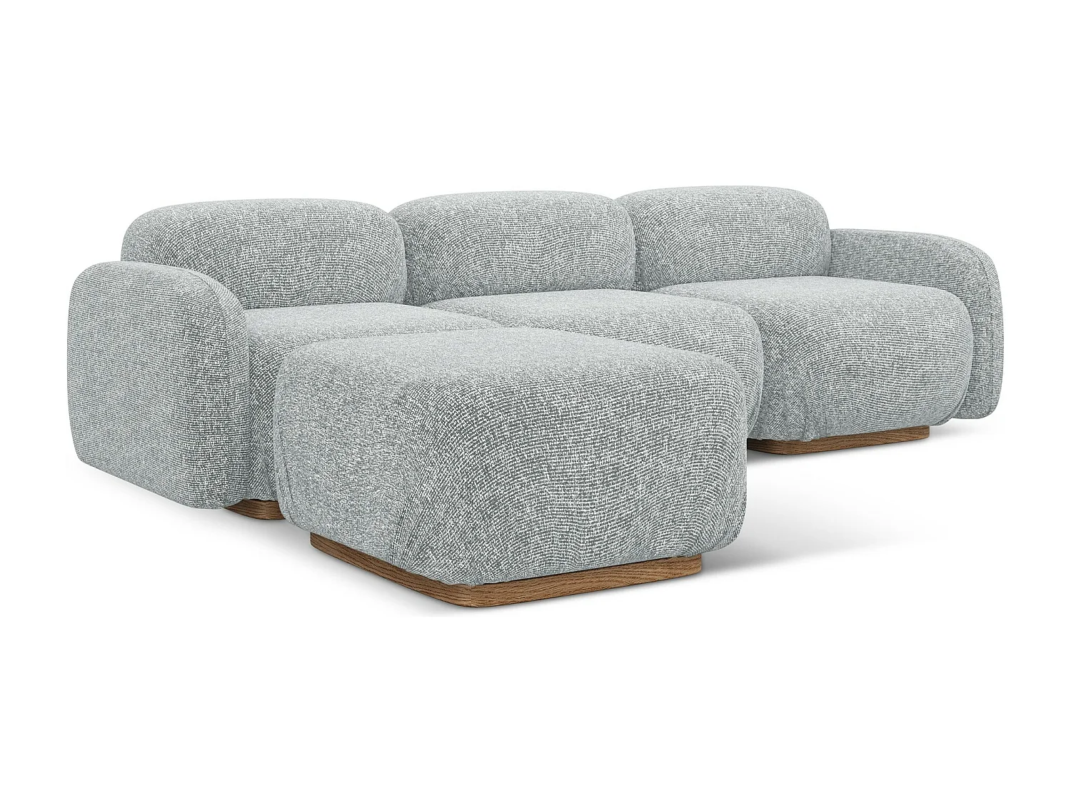 Sofá de canto modular reversível 3 lugares em tecido texturizado prata - AILANI