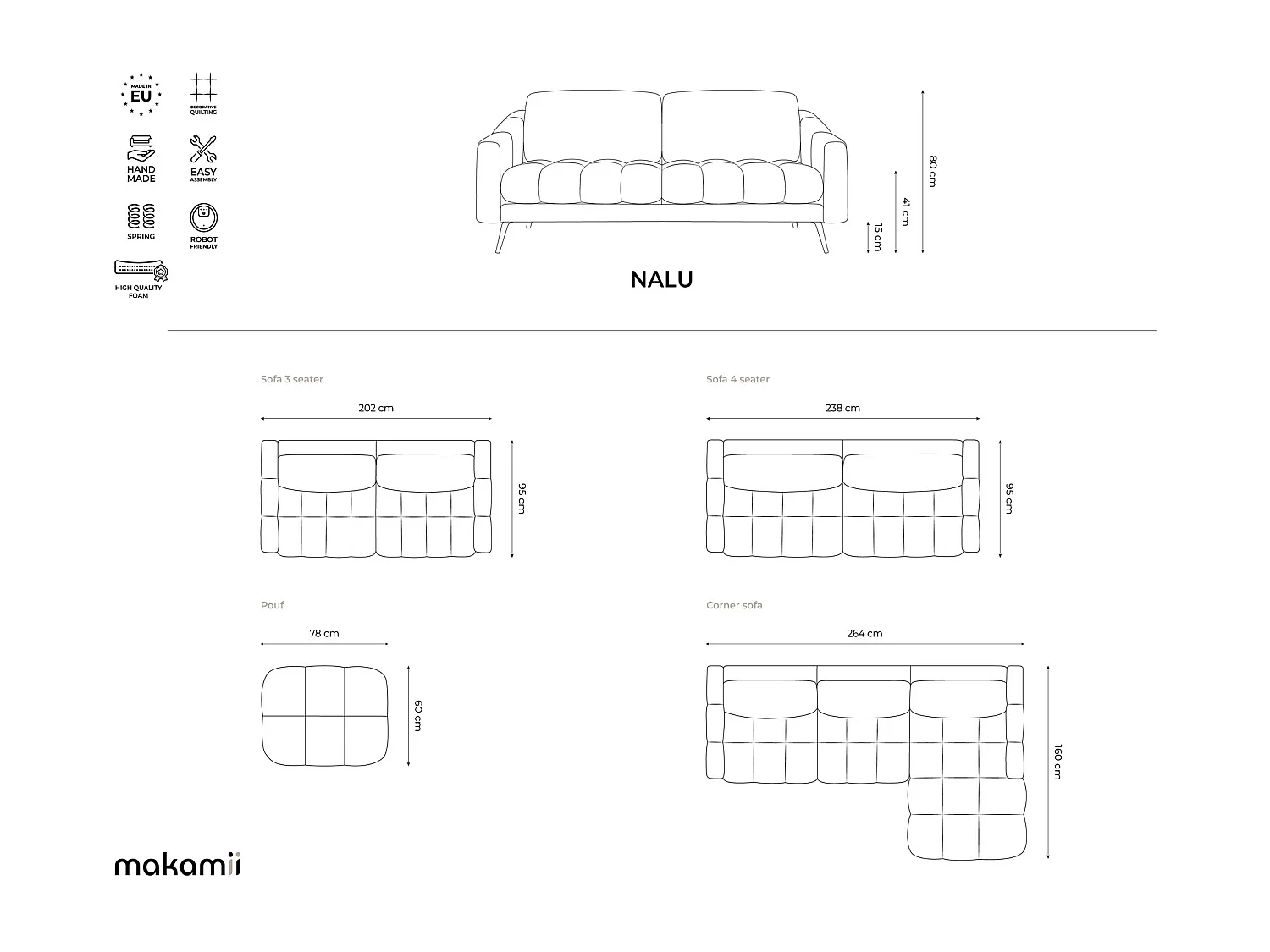 Ecksofa - Ecke Rechts - Chenille - Graphit - NALU