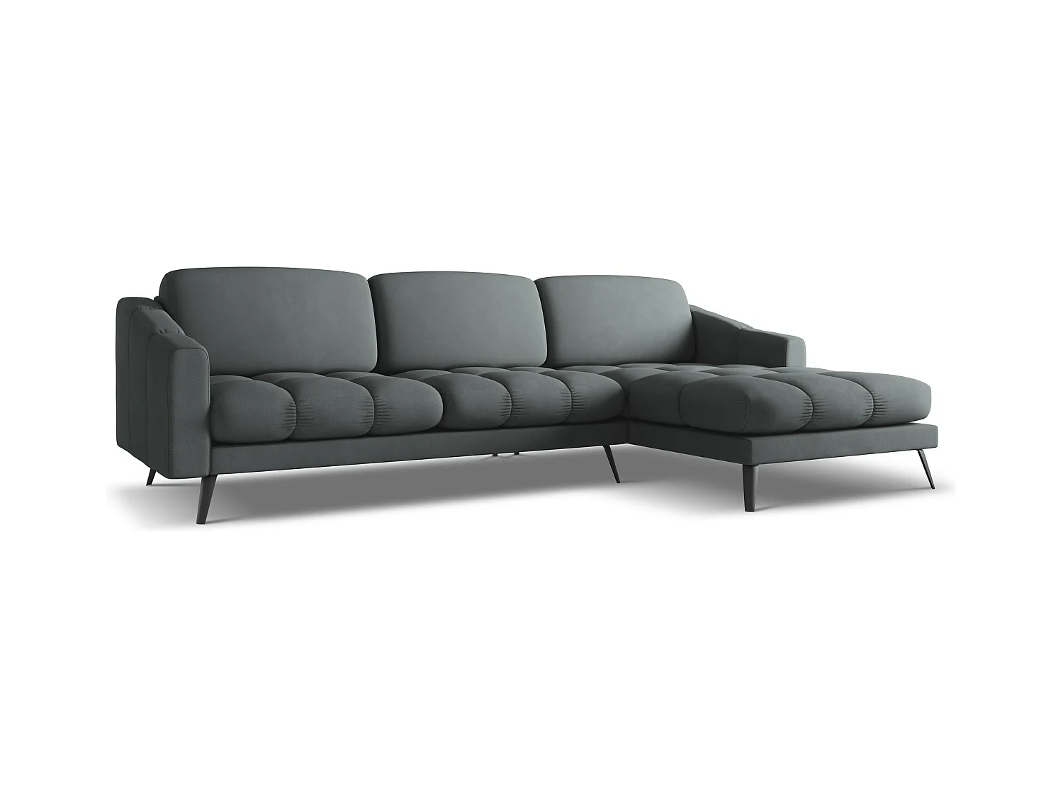 Canapé d'angle droit en tissu chenille - graphite - NALU