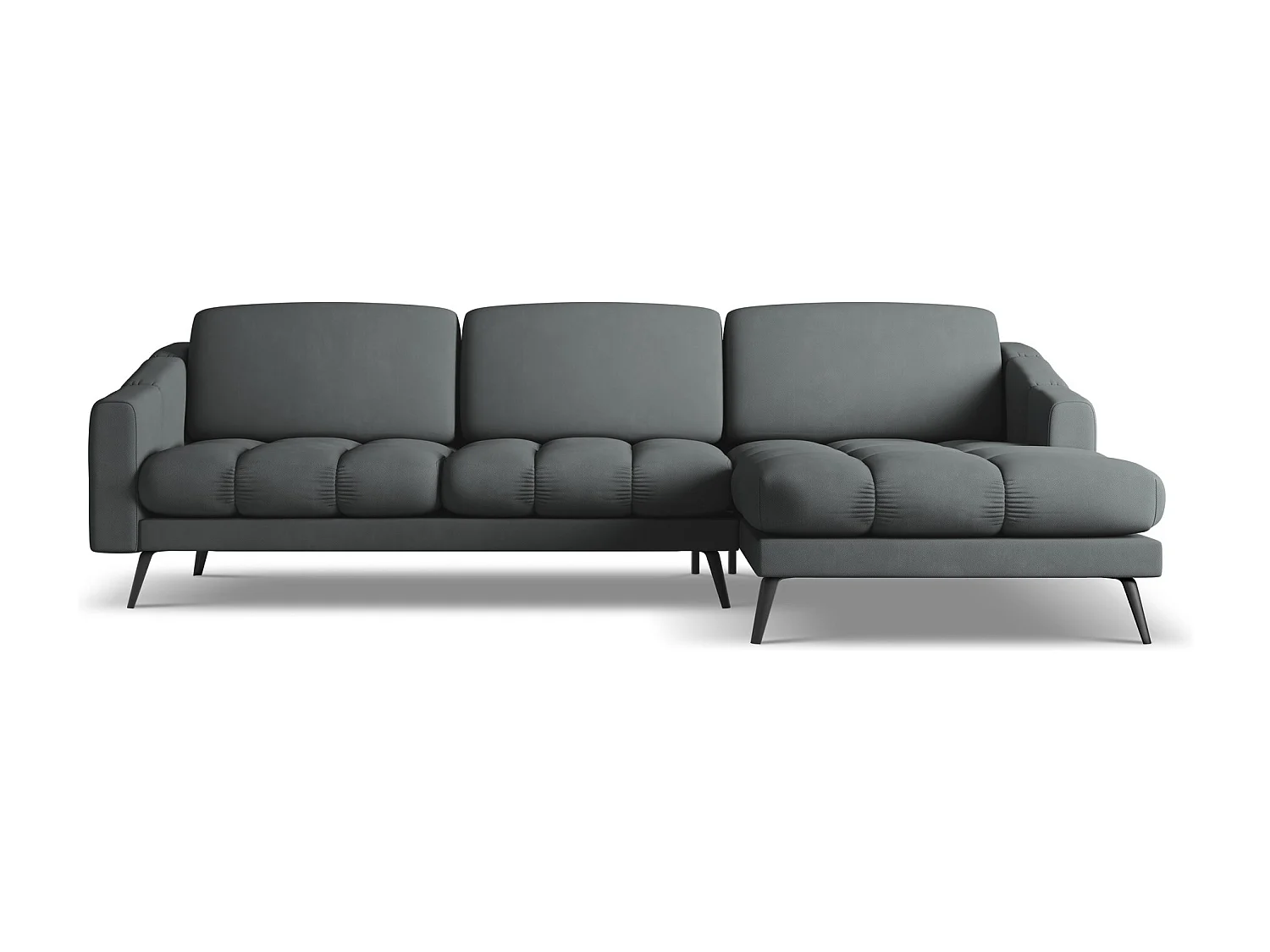 Canapé d'angle droit en tissu chenille - graphite - NALU