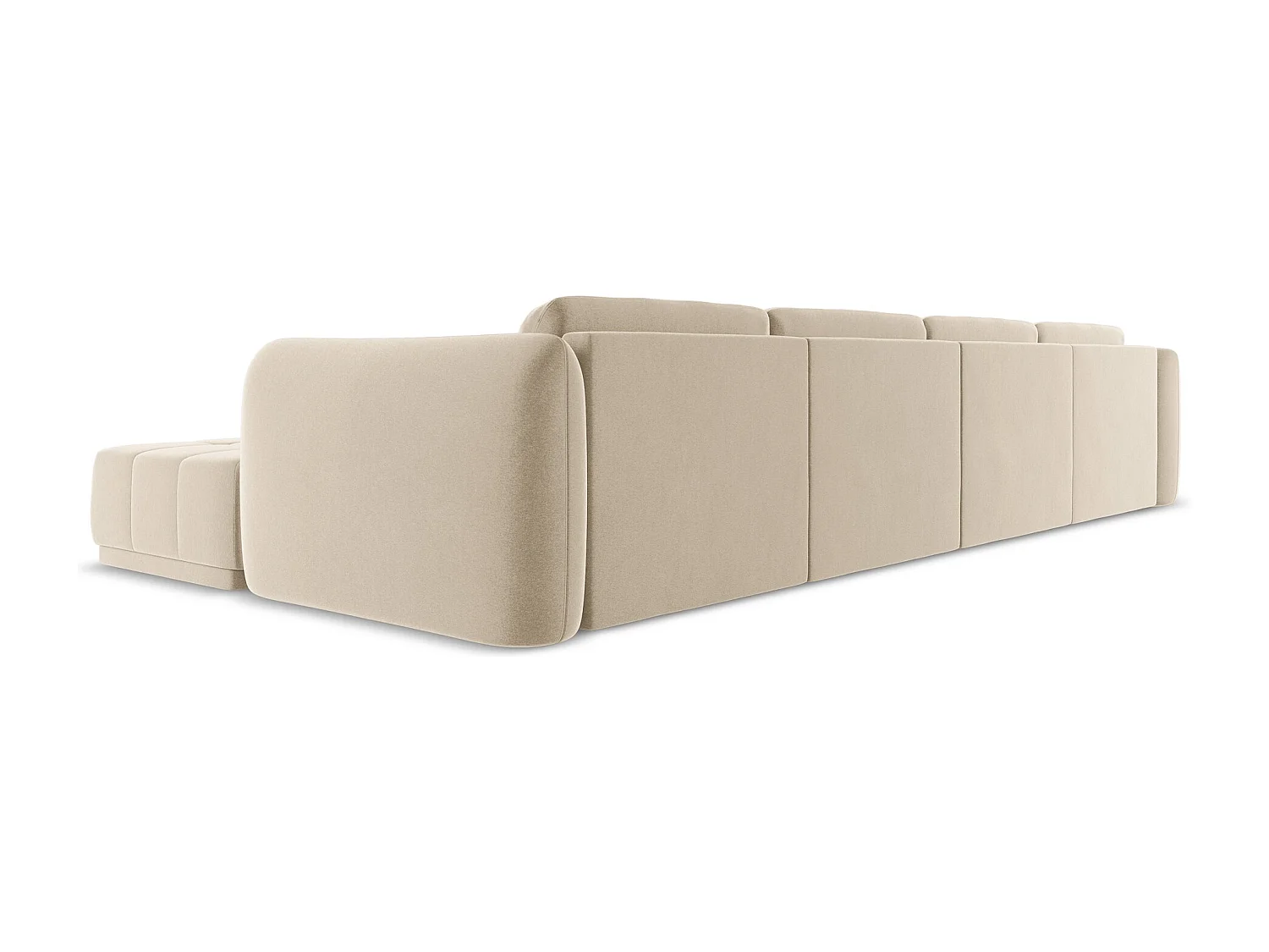 Panoramische hoekbank van lichtbeige velours - HOKU