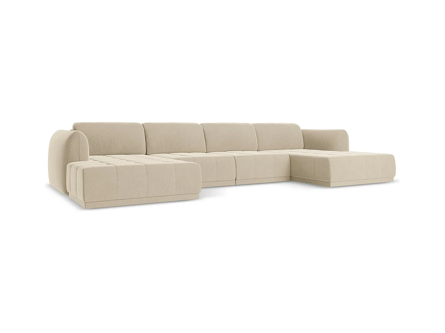 Große Wohnlandschaft - Ecke Rechts - Samt - Hell beige - HOKU