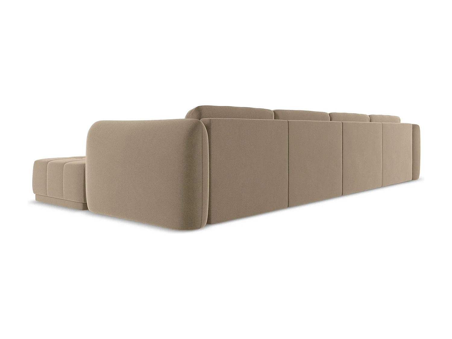 Canapé d'angle panoramique en velours - beige clair - HOKU