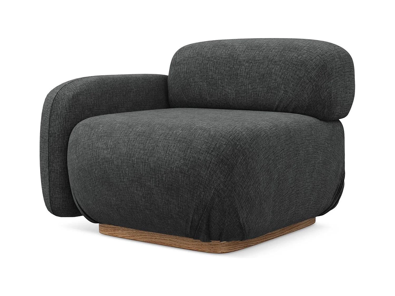 Module avec accoudoirs gauche en tissu chenille - acier - AILANI