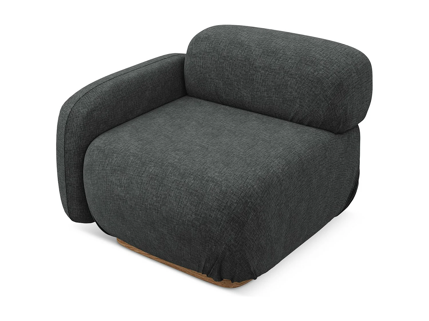 Bankmodule met armleuning links van staal chenille stof - AILANI