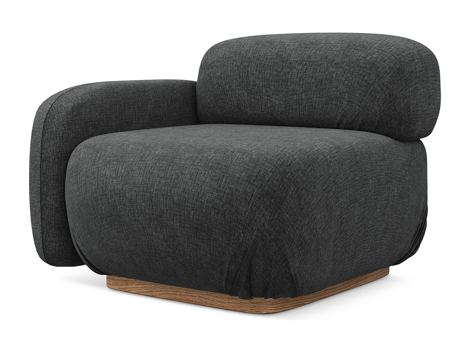 Module avec accoudoirs gauche en tissu chenille - acier - AILANI