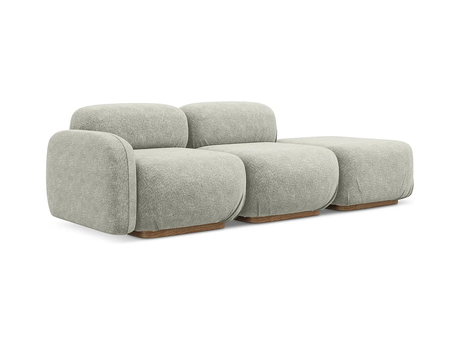 Modulares 3-Sitzer Sofa Rechts - - Chenille - Silber - AILANI