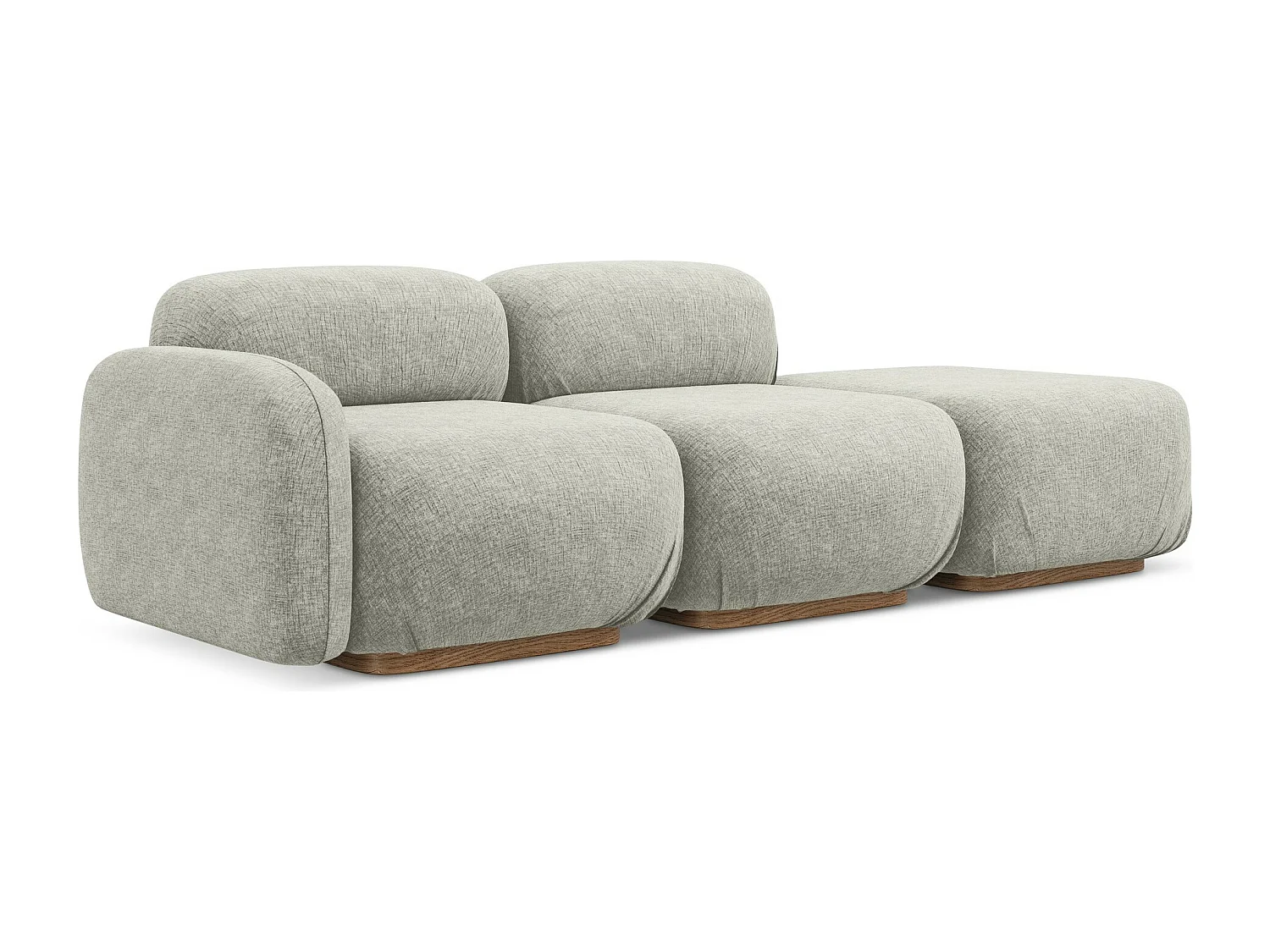 Sofá modular 3 plazas derecho de tela chenilla plata - AILANI