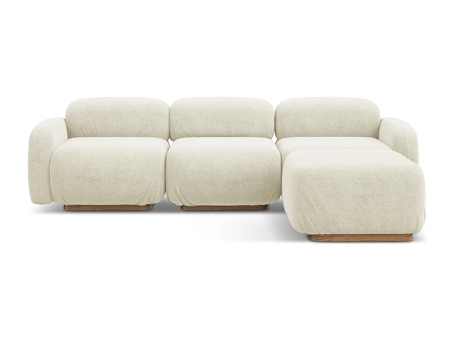 Modulares Ecksofa Beidseitig - - Bouclé - Weiß - AILANI