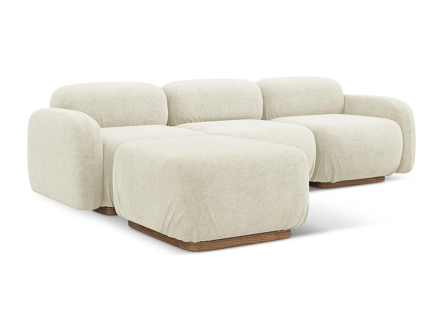 Modulares Ecksofa Beidseitig - - Bouclé - Weiß - AILANI