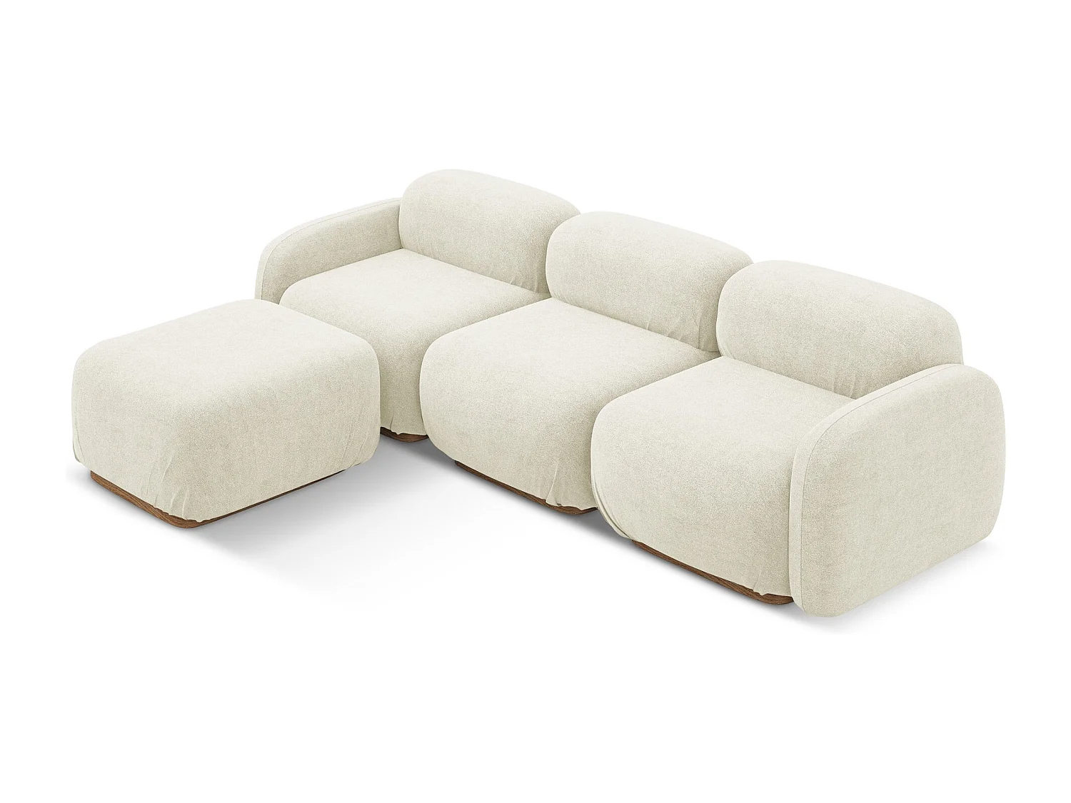 Modulares Ecksofa Beidseitig - - Bouclé - Weiß - AILANI