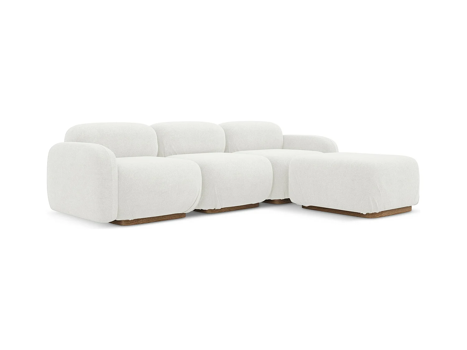 Canapé d'angle réversible en tissu bouclette - blanc - AILANI