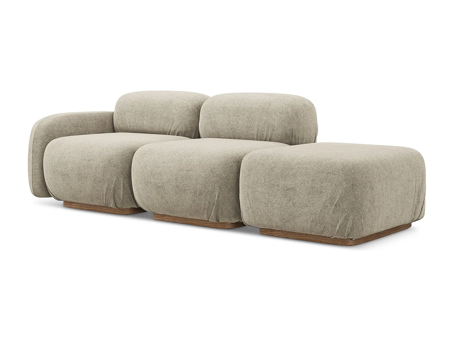 Modulares 3-Sitzer Sofa Rechts - - Bouclé - Beige - AILANI