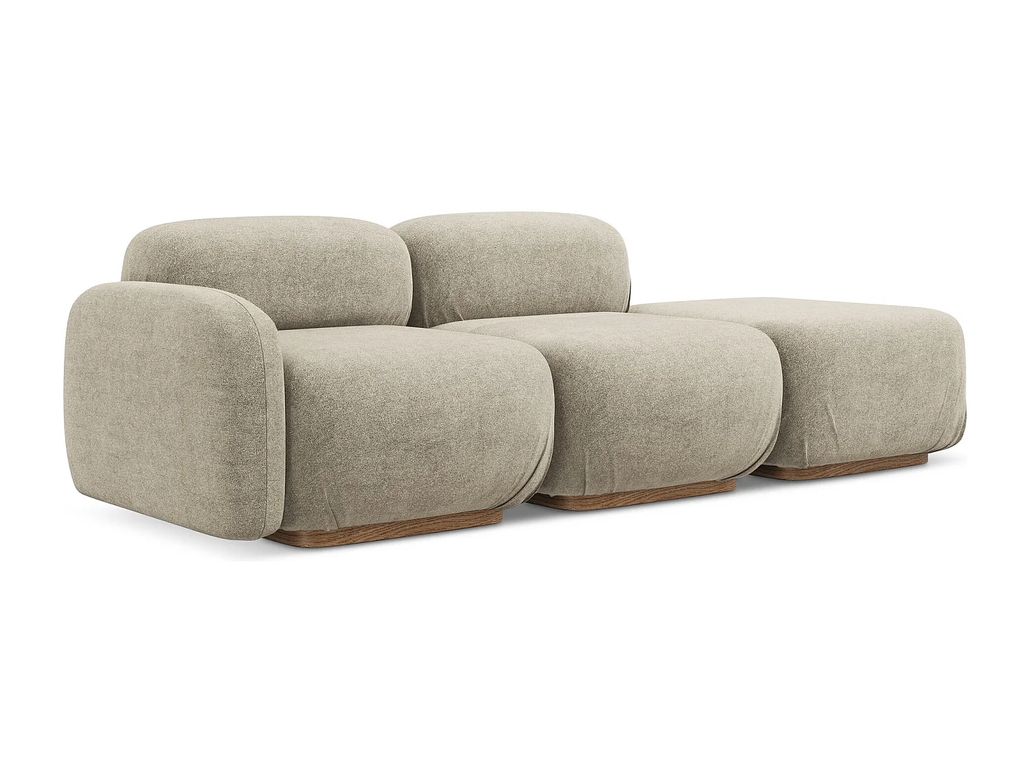 Canapé modulable 3 places droit en tissu bouclette - beige - AILANI