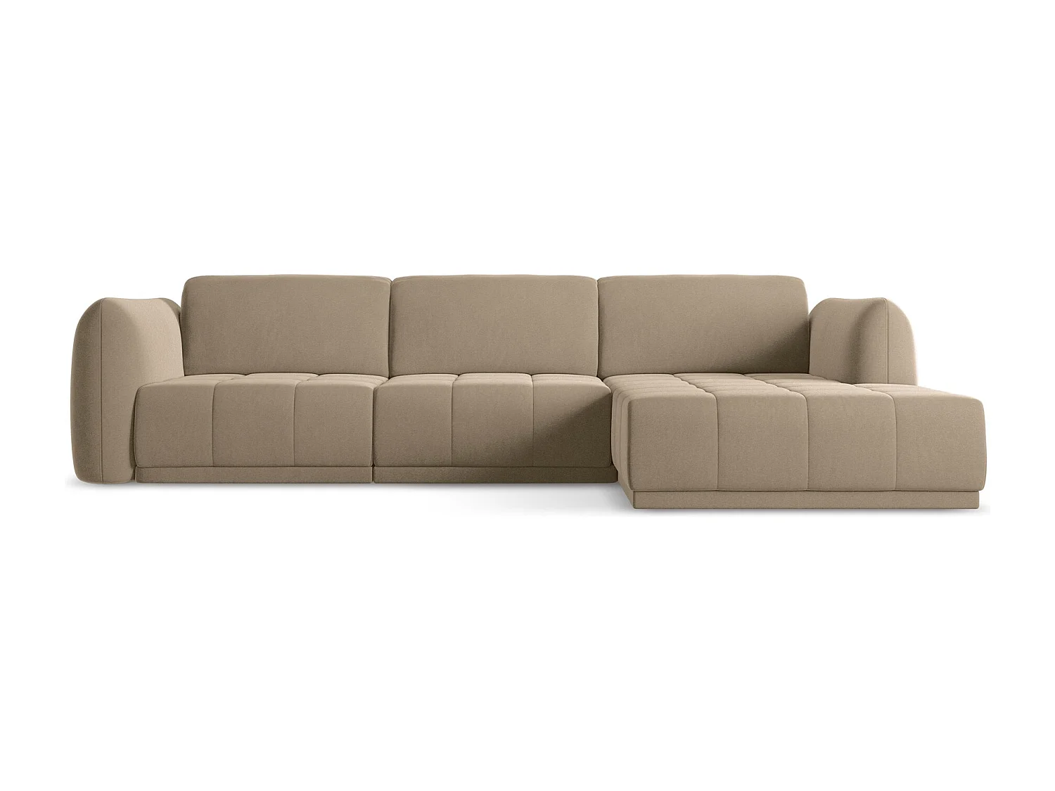 Ecksofa - Ecke Rechts - Samt - Hell beige - HOKU