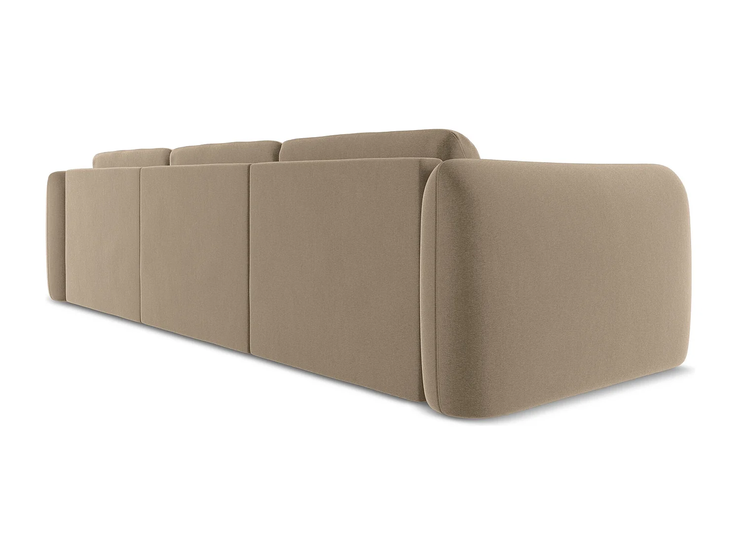 Ecksofa - Ecke Rechts - Samt - Hell beige - HOKU