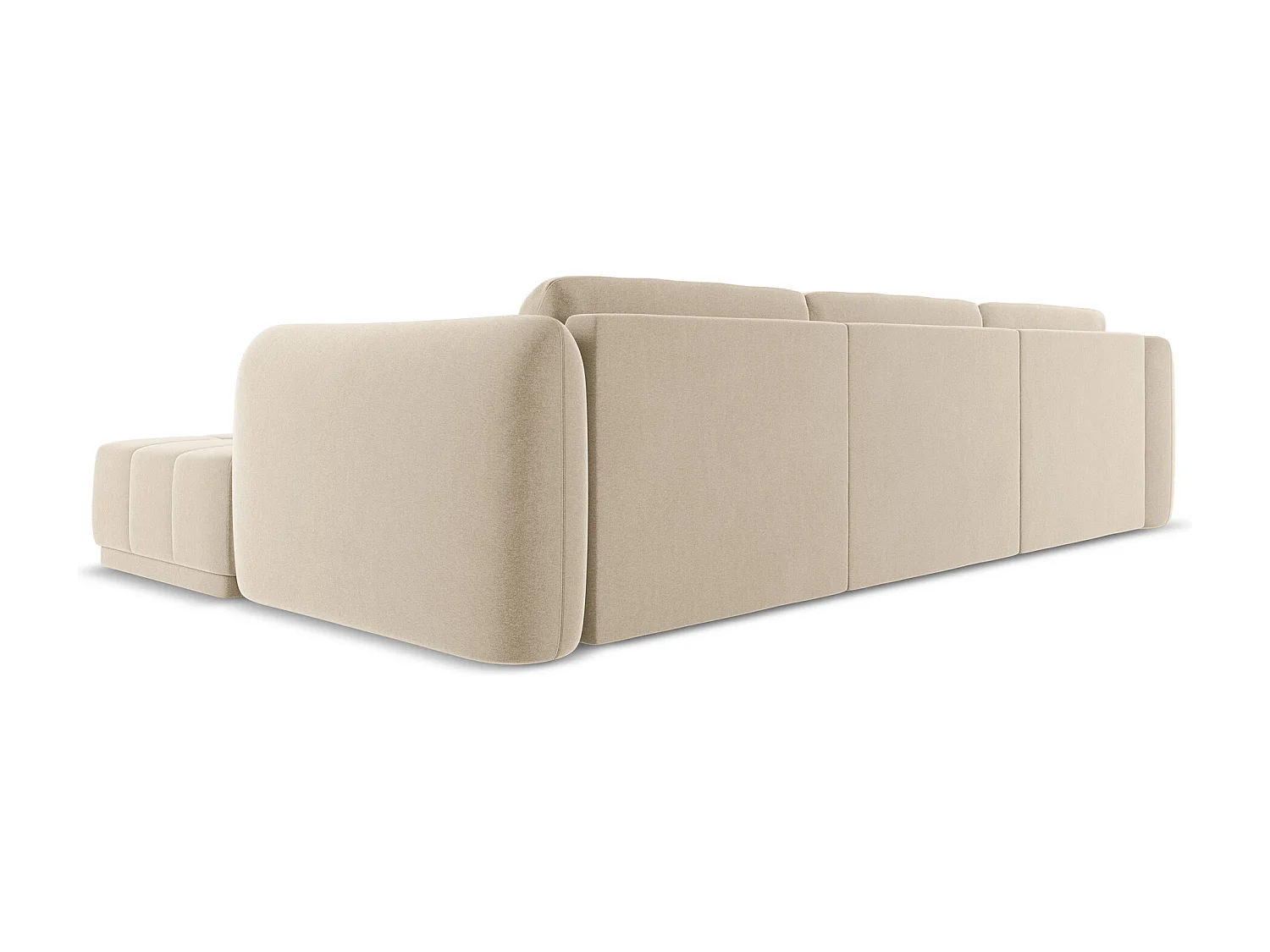 Ecksofa - Ecke Rechts - Samt - Hell beige - HOKU