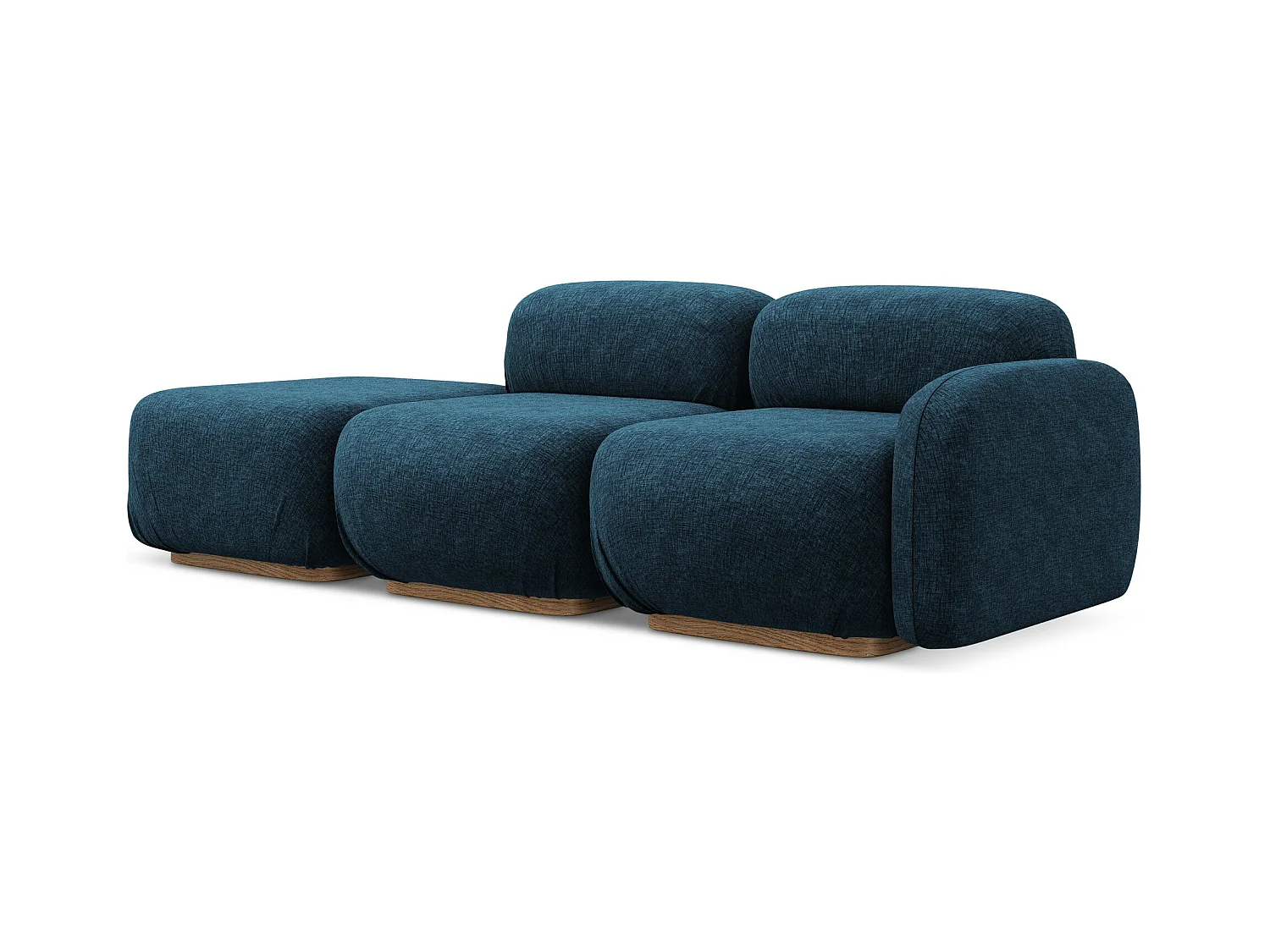 Modulares 3-Sitzer Sofa Links - - Chenille - Königsblau - AILANI