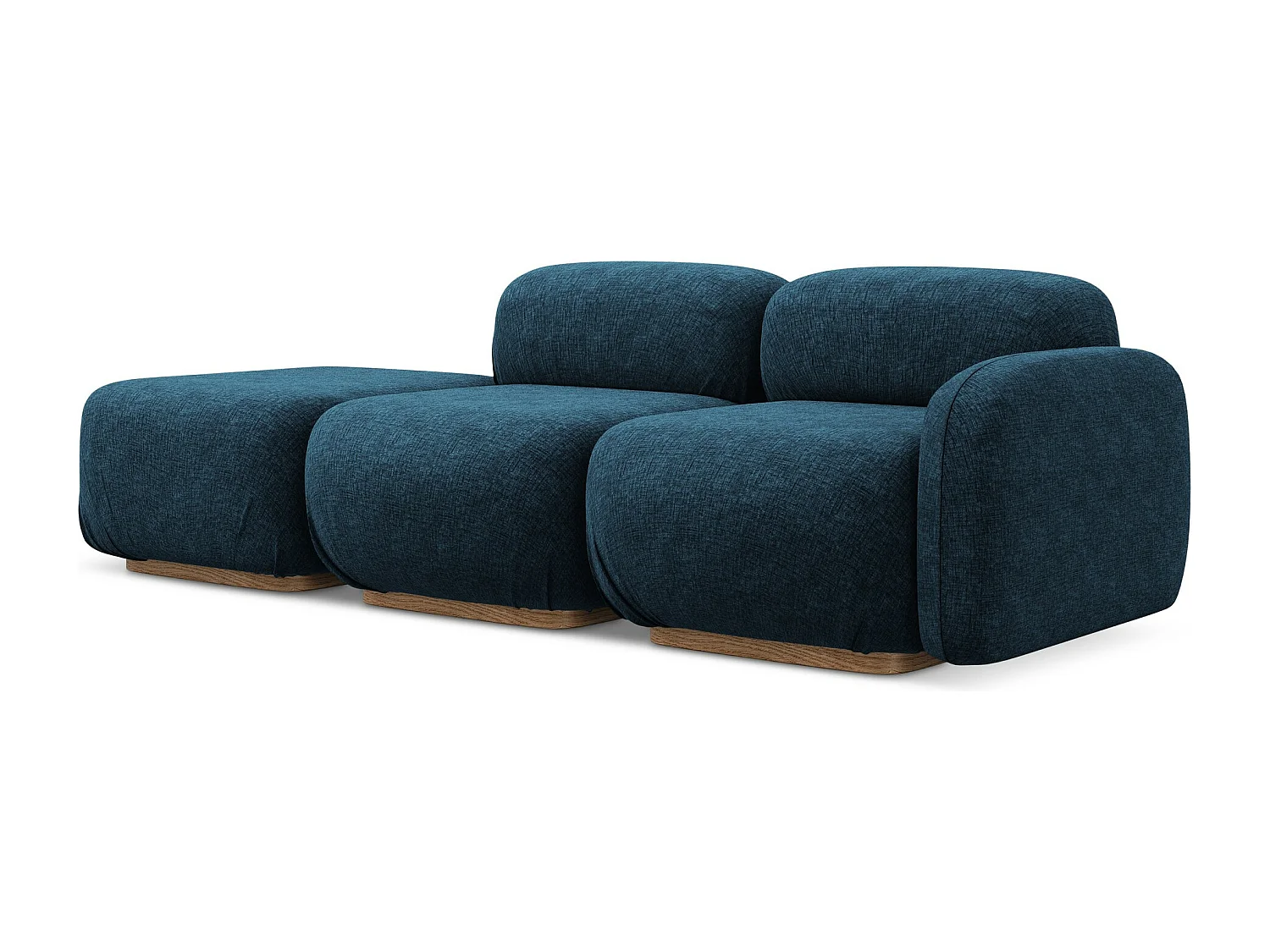 3-osobowa kanapa modułowa lewa - z tkaniny szenilowej - królewski niebieski - AILANI