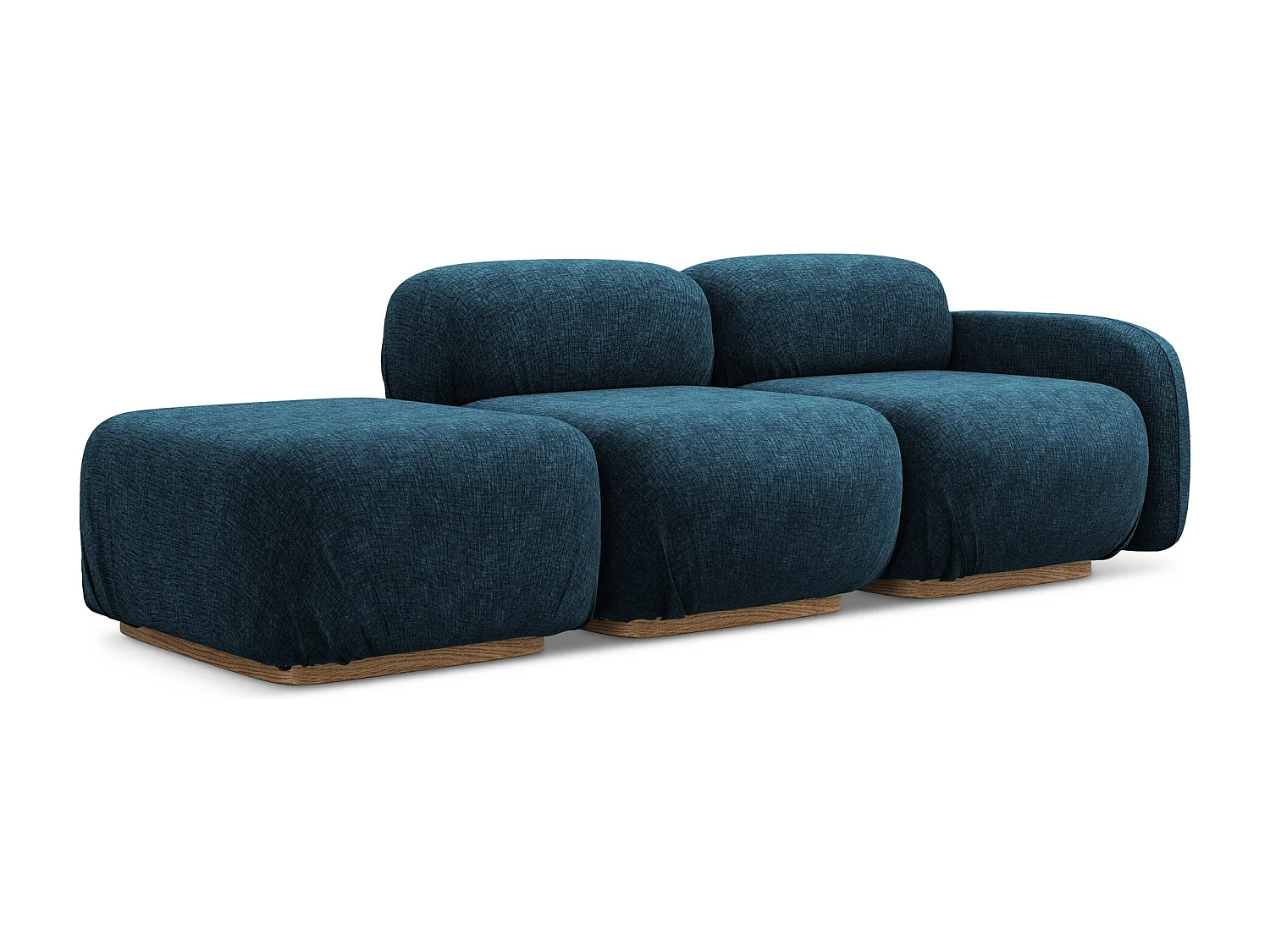 3-osobowa kanapa modułowa lewa - z tkaniny szenilowej - królewski niebieski - AILANI