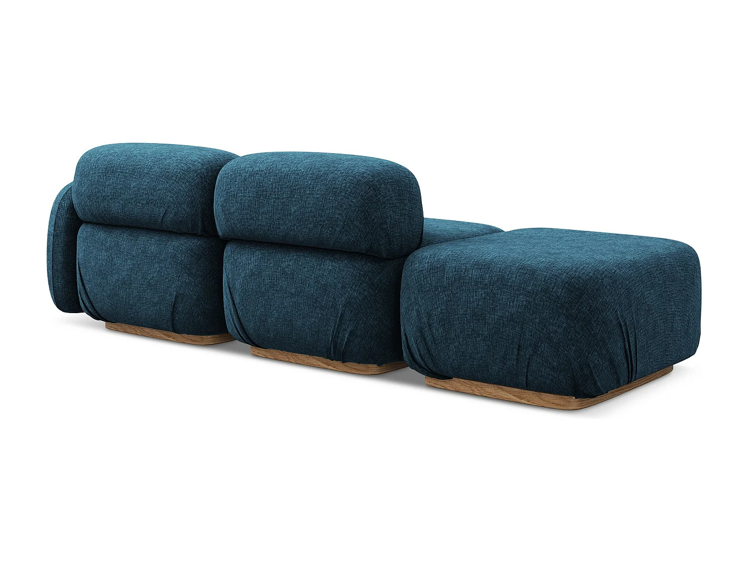 3-osobowa kanapa modułowa lewa - z tkaniny szenilowej - królewski niebieski - AILANI