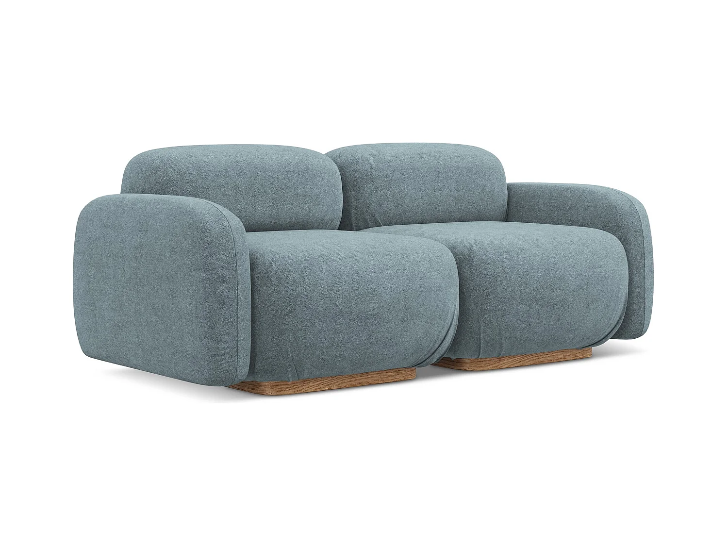 Canapé modulable 3 places en tissu bouclette - jeans - AILANI