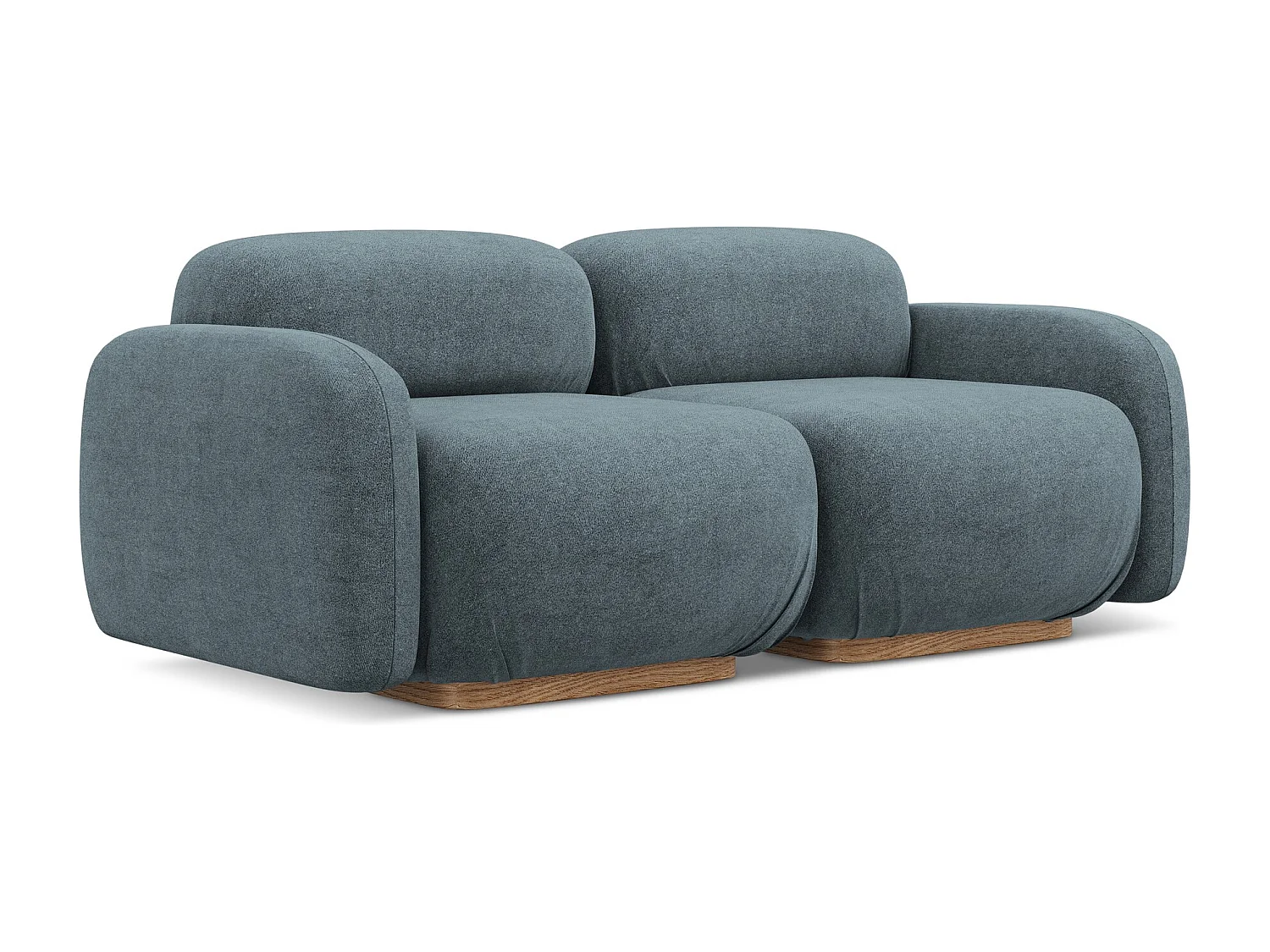 Canapé modulable 3 places en tissu bouclette - jeans - AILANI