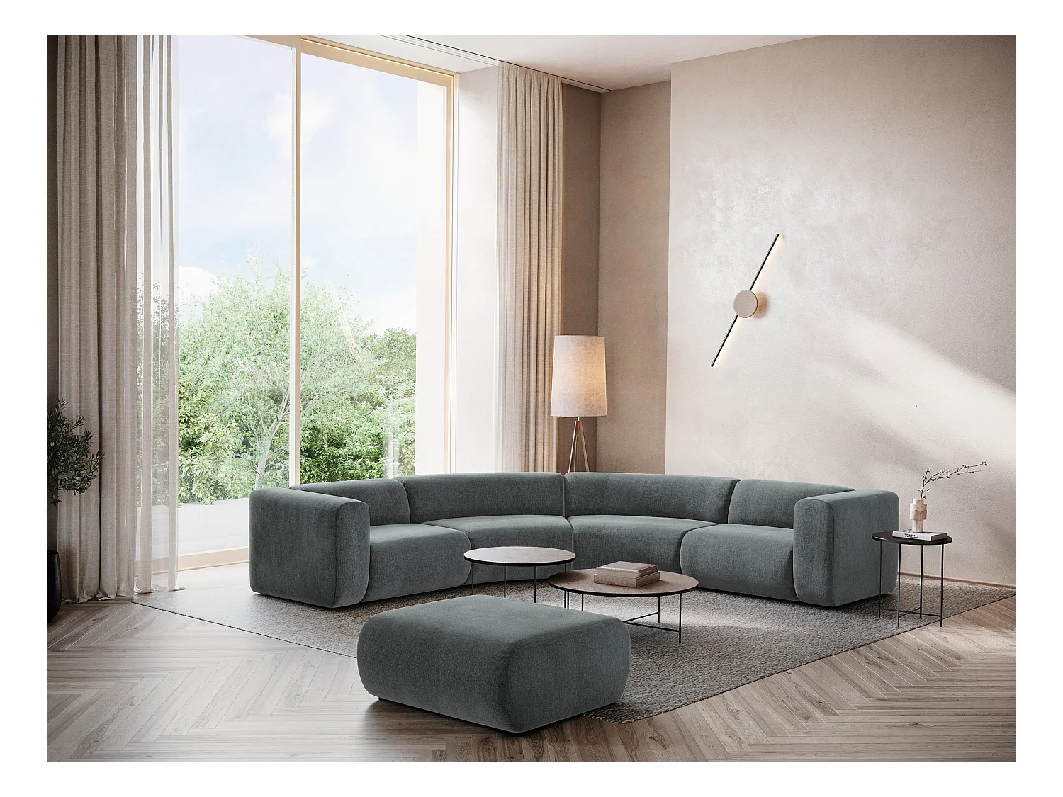 Modulares Ecksofa - - Chenille - Graphit - EKAHI