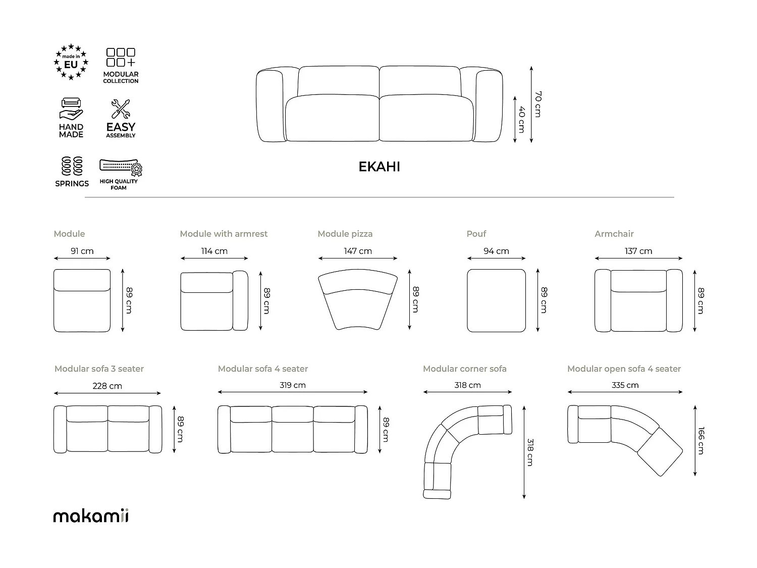 Canapé d'angle modulable en tissu chenille - graphite - EKAHI