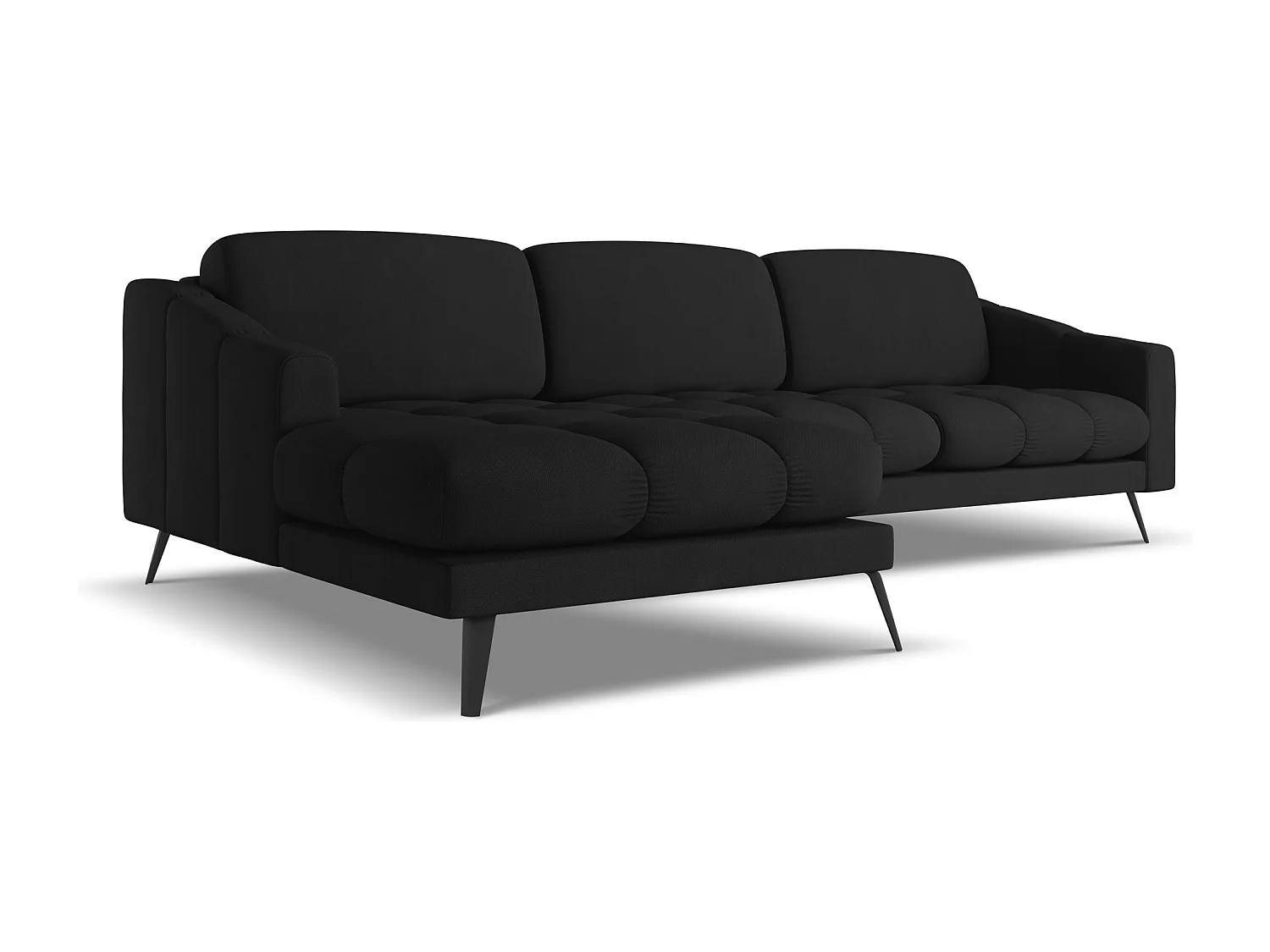 Ecksofa - Ecke Links - Chenille - Schwarz - NALU