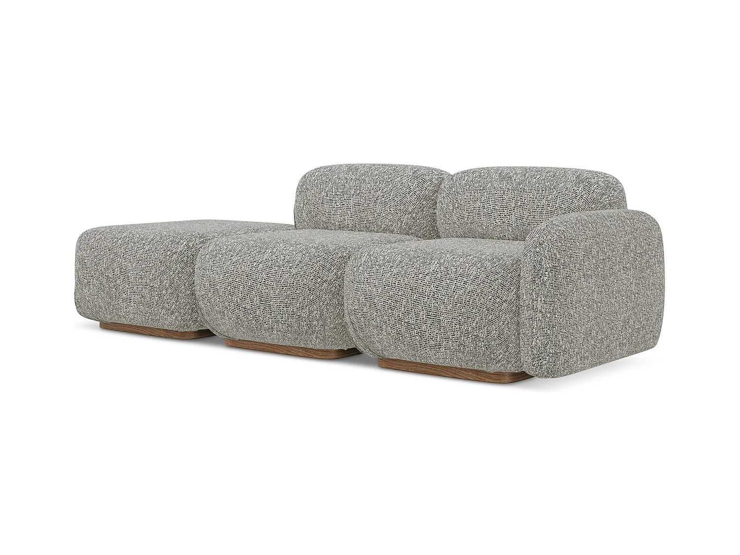Driezits modulaire bank links van donkerbeige textuurstof - AILANI