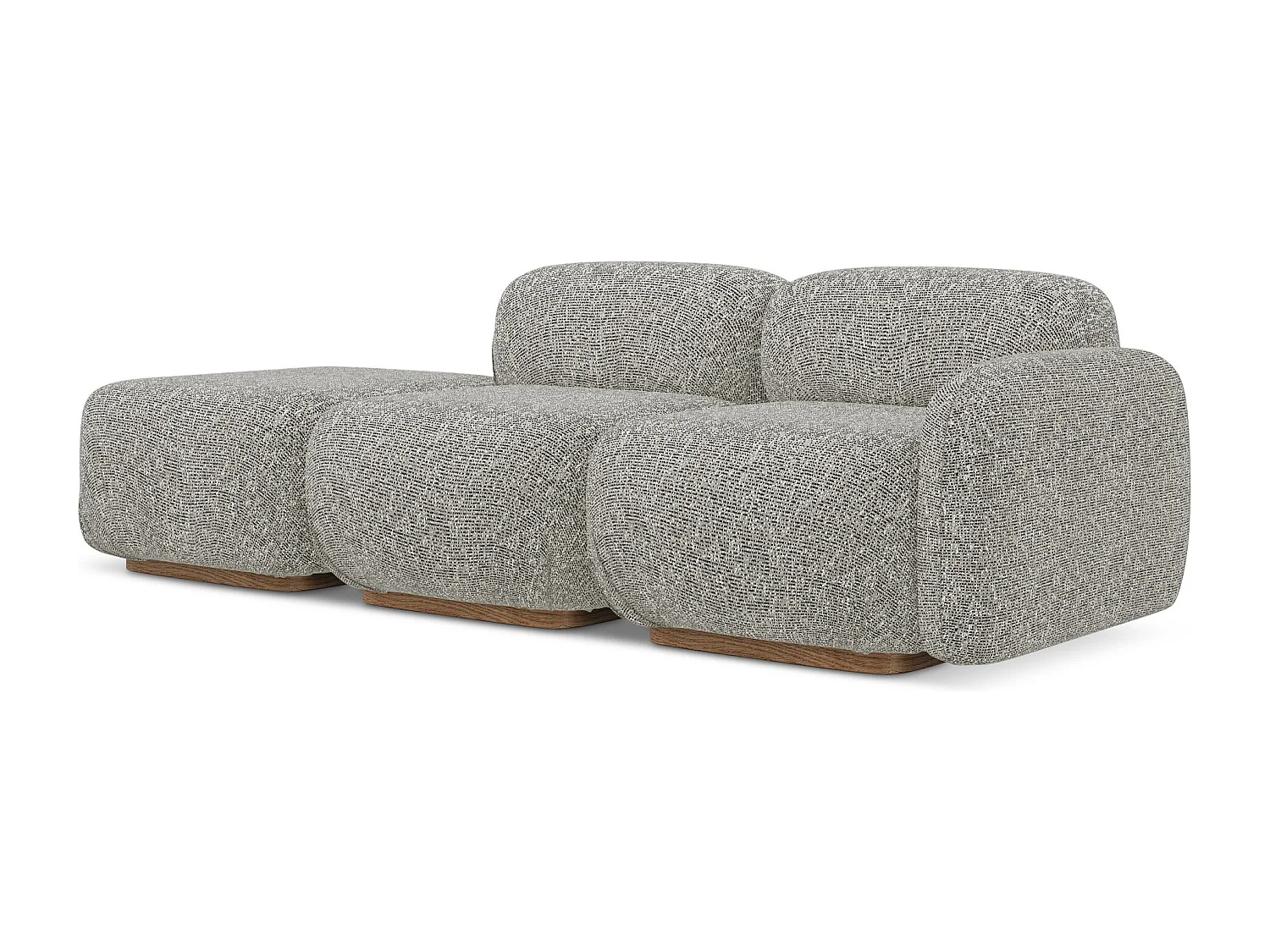 Canapé modulable 3 places gauche en tissu texturé - beige foncé - AILANI