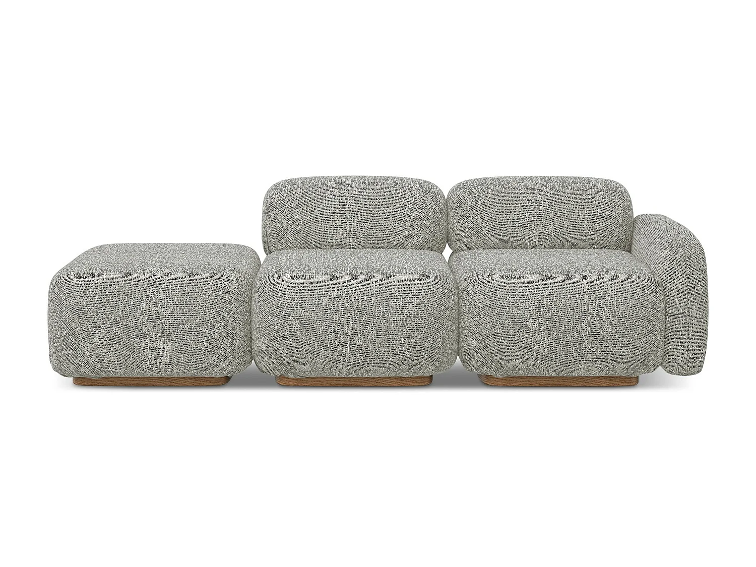 Canapé modulable 3 places gauche en tissu texturé - beige foncé - AILANI