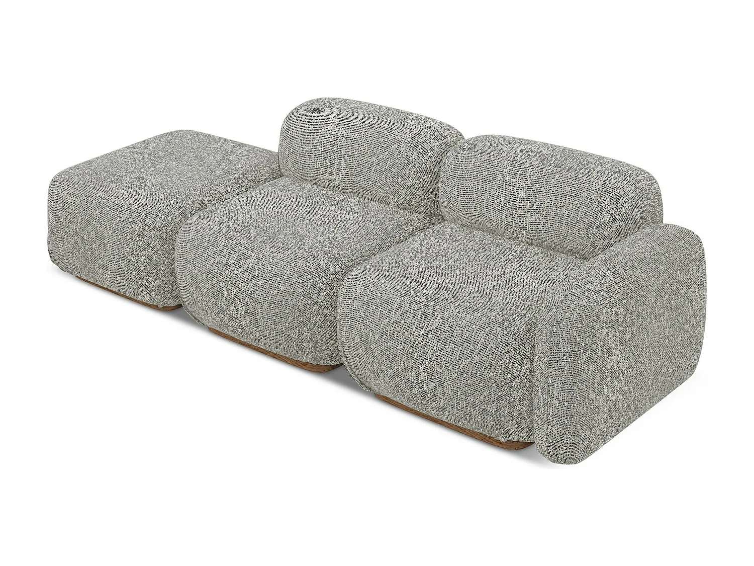 Canapé modulable 3 places gauche en tissu texturé - beige foncé - AILANI