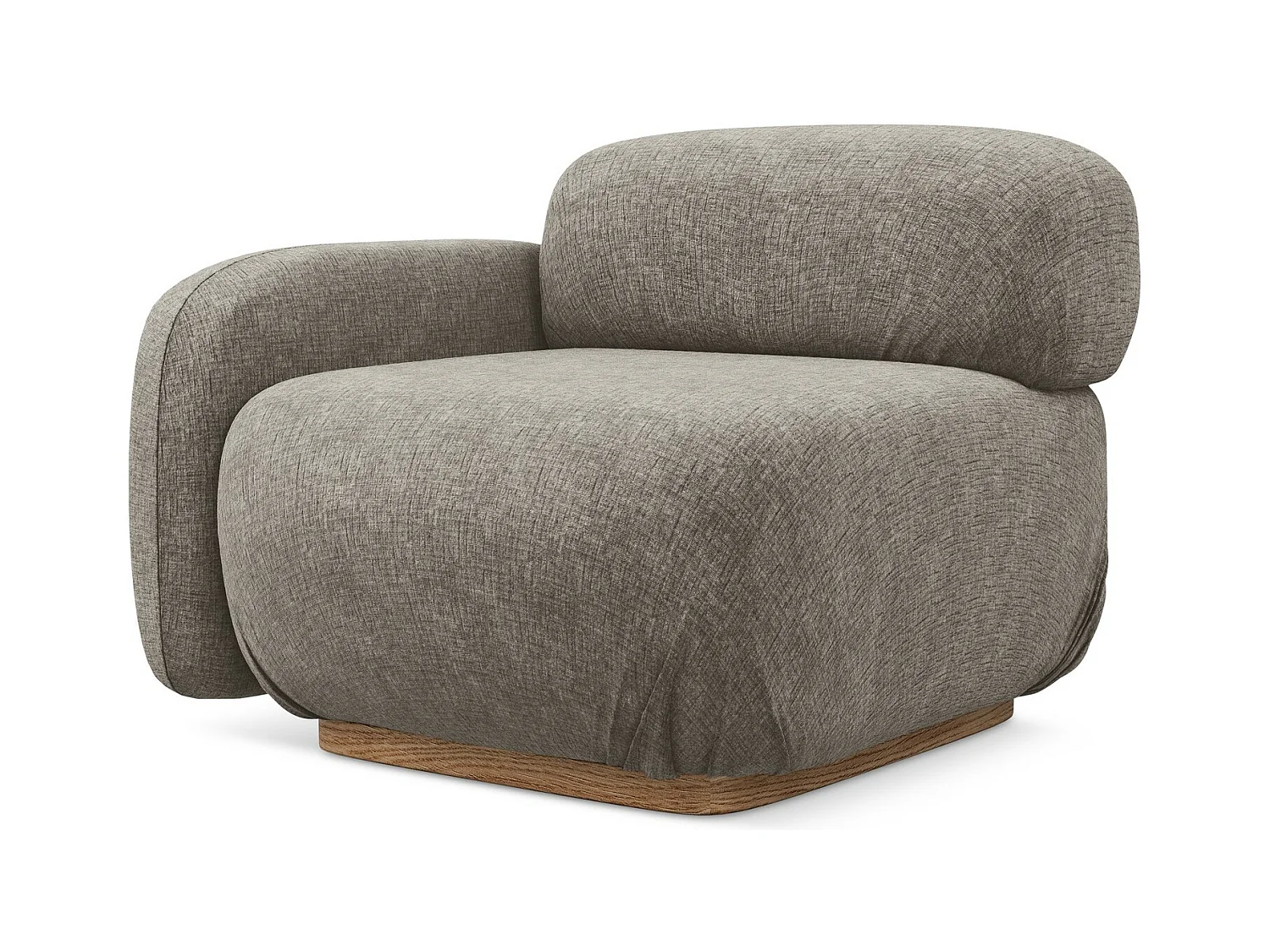 Module avec accoudoirs gauche en tissu chenille - taupe - AILANI