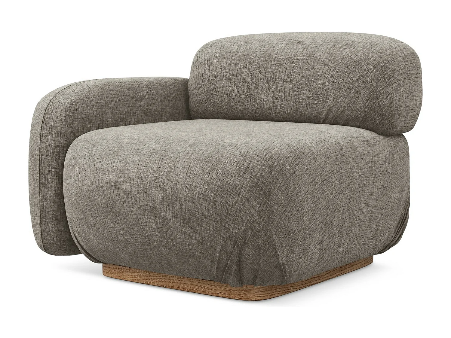 Module avec accoudoirs gauche en tissu chenille - taupe - AILANI