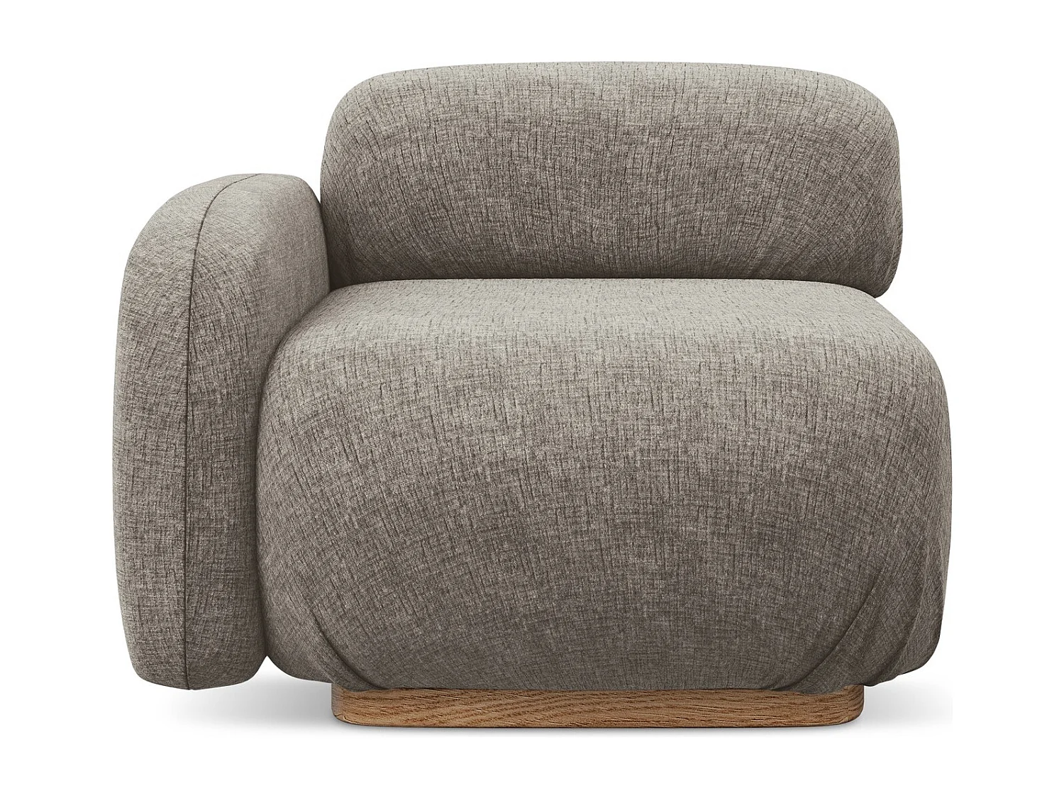 Module avec accoudoirs gauche en tissu chenille - taupe - AILANI