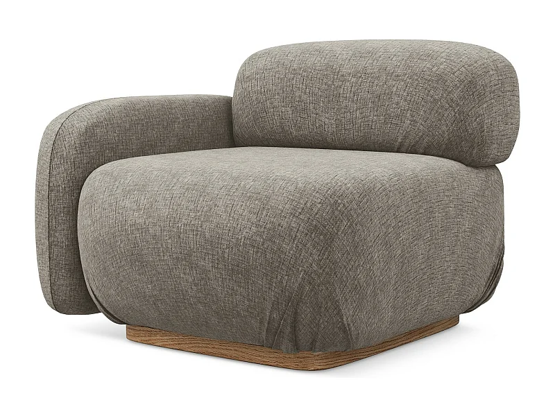 Module avec accoudoirs gauche en tissu chenille - taupe - AILANI