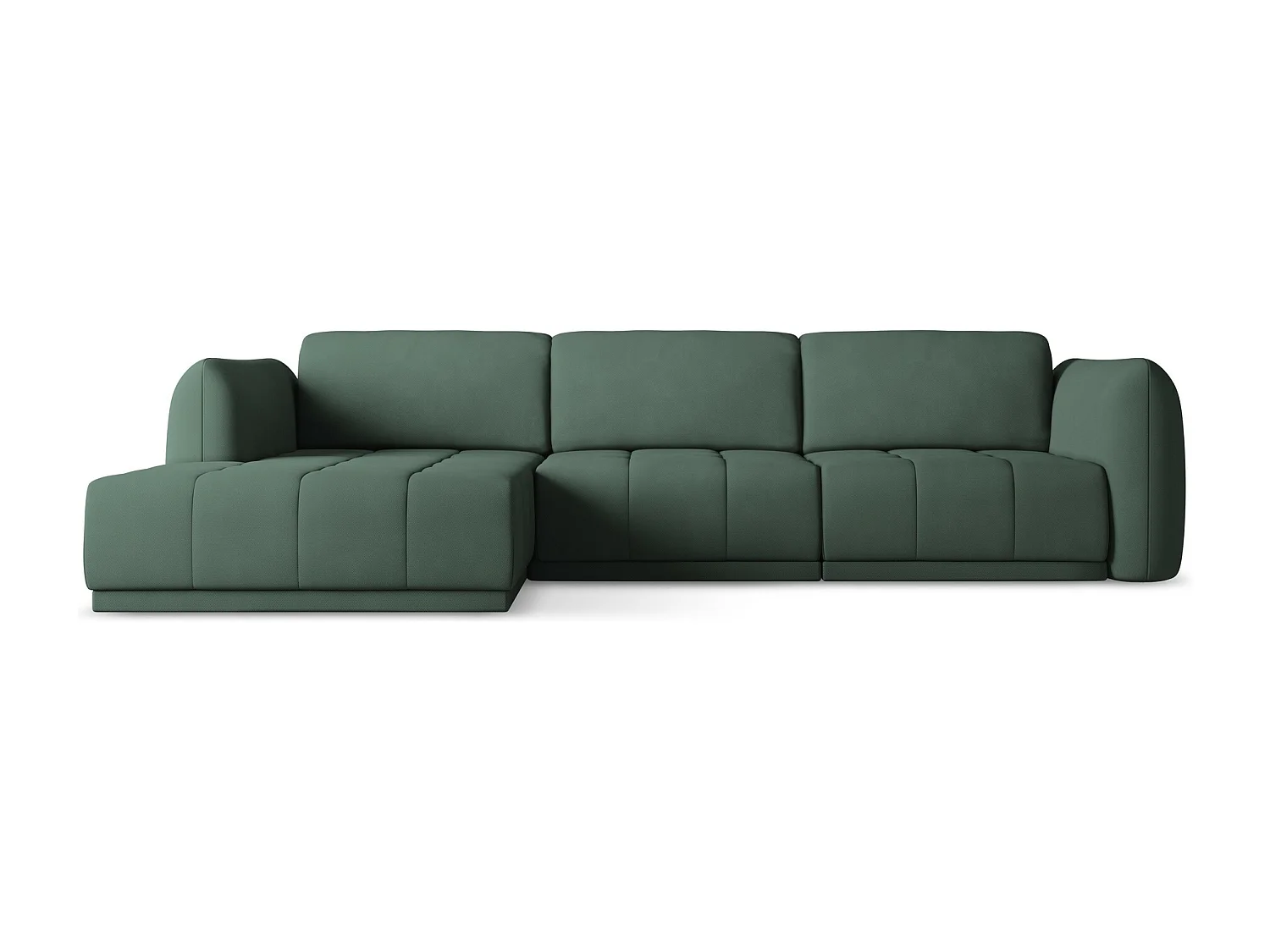 Canapé d'angle gauche en tissu chenille - vert - HOKU